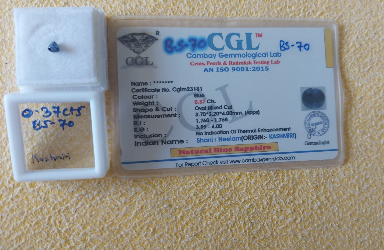 0.37 Carat Natural Blue Sapphire Stone