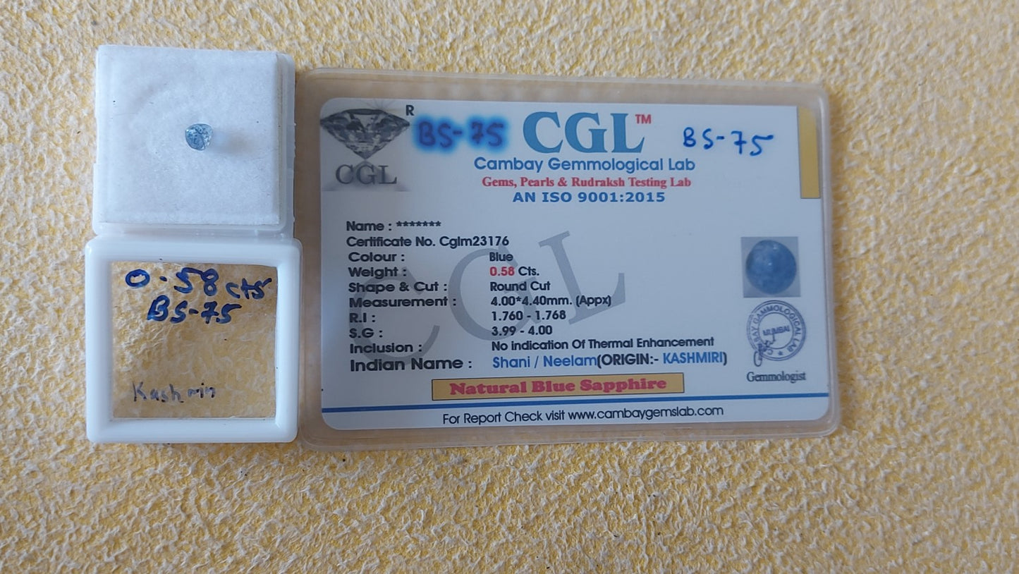 0.58 Carat Natural Blue Sapphire Stone