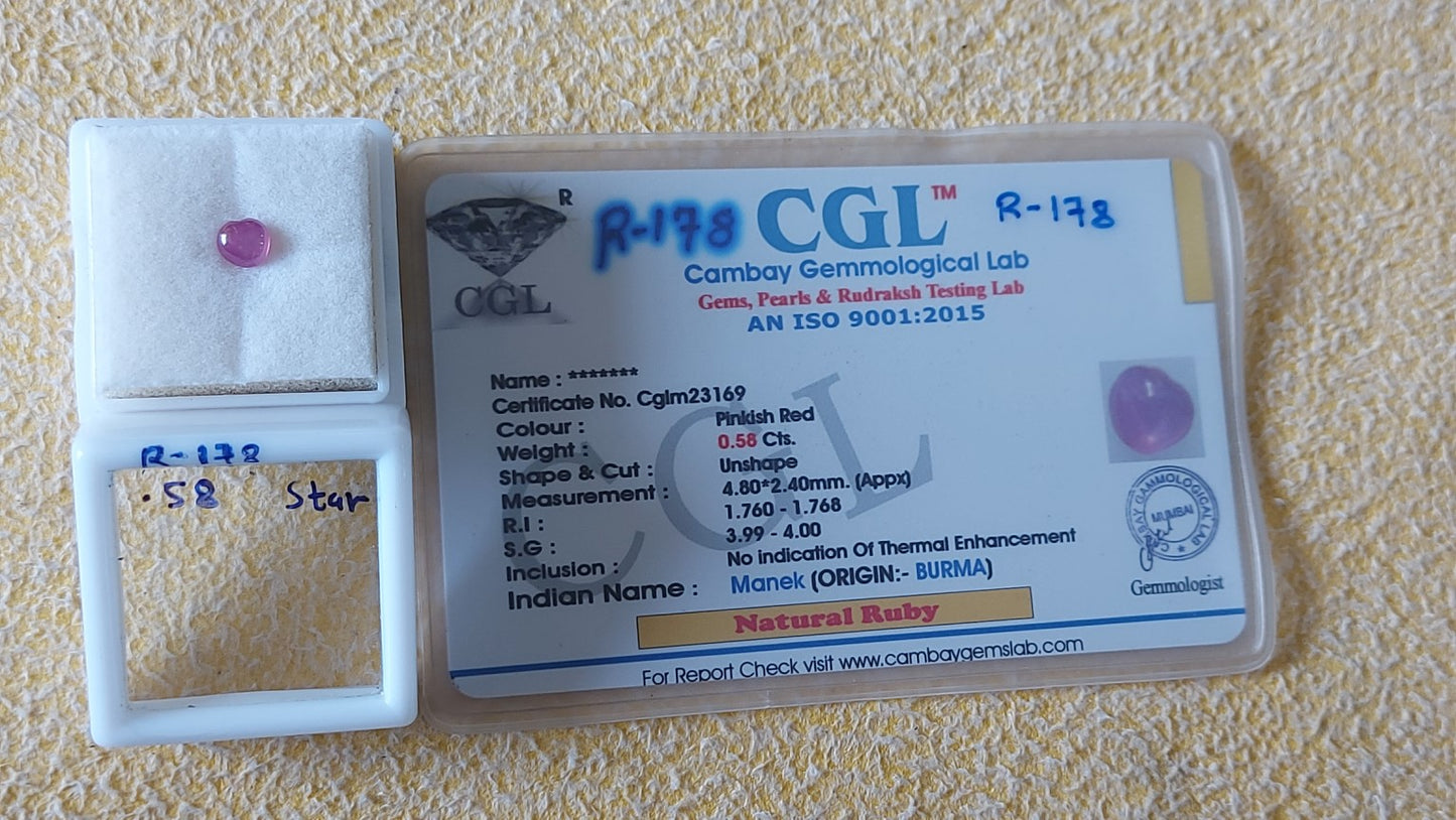 0.58 Carat Natural Old Ruby