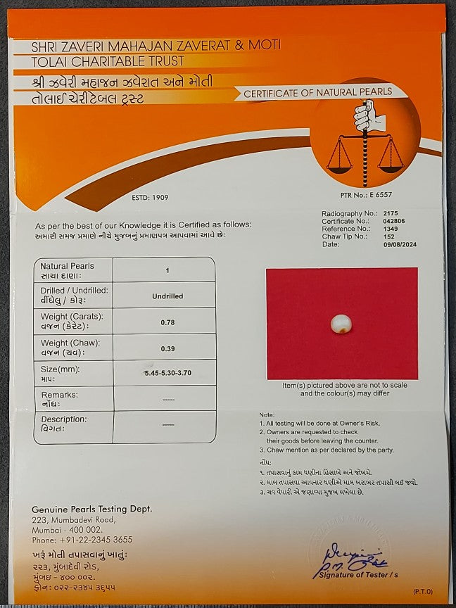 0.72 Carat Natural Pearl