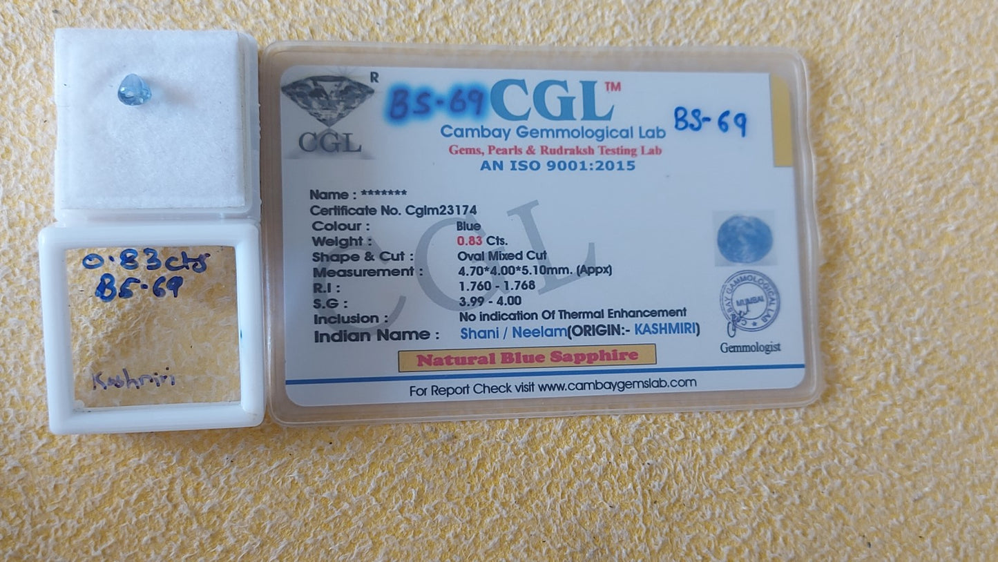 0.83 Carat Natural Blue Sapphire Stone