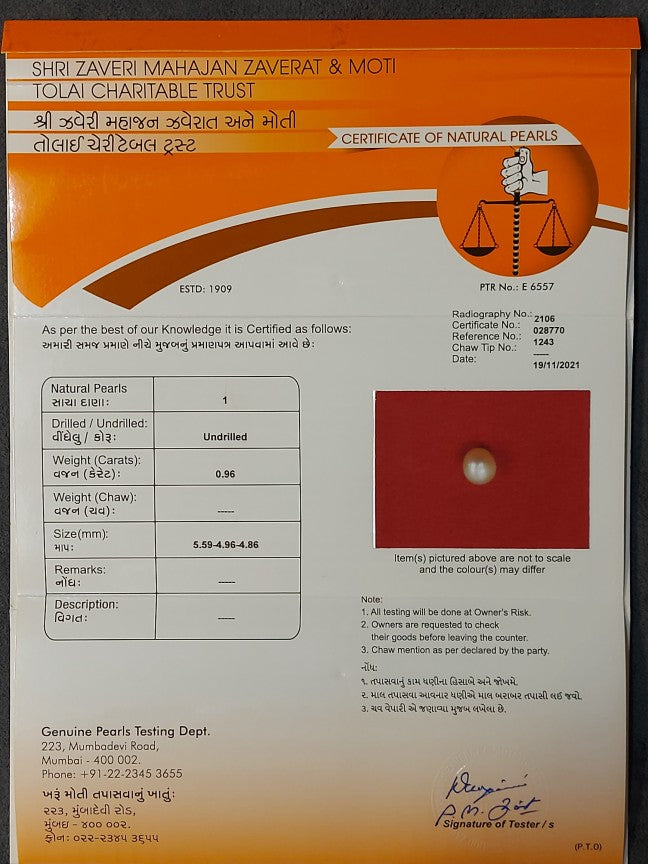 0.96 Carat Natural Pearl