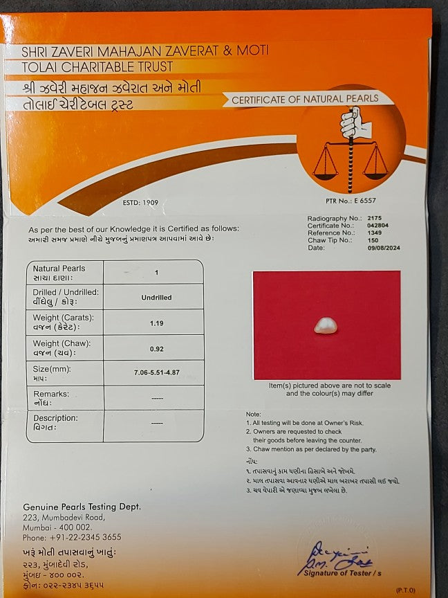 1.19 Carat Natural Pearl