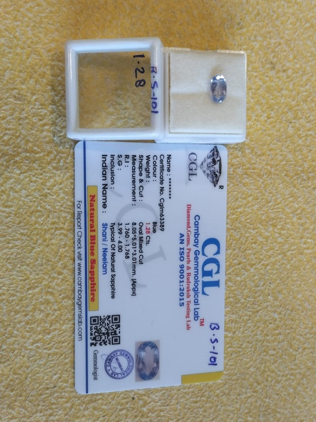 1.28 Carat Natural Blue Sapphire Stone