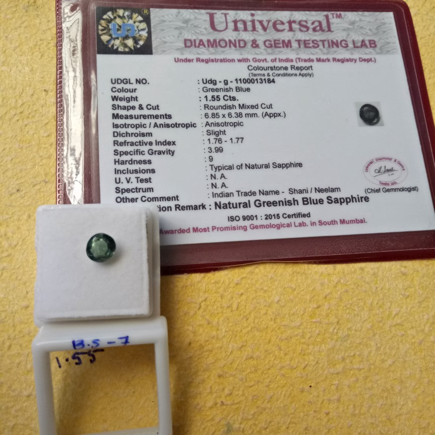 1.55 Carat Natural Blue Sapphire Stone