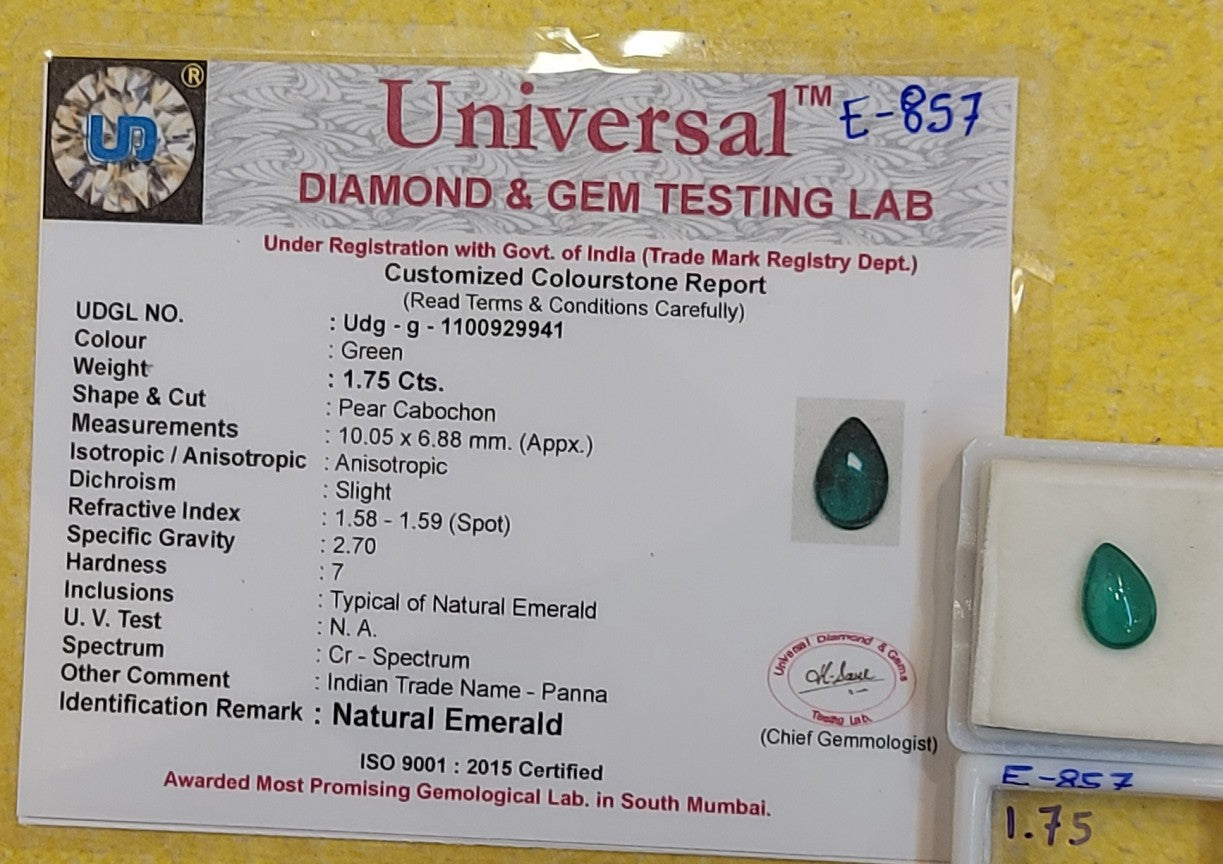 1.75 Carat Natural Emerald Stone