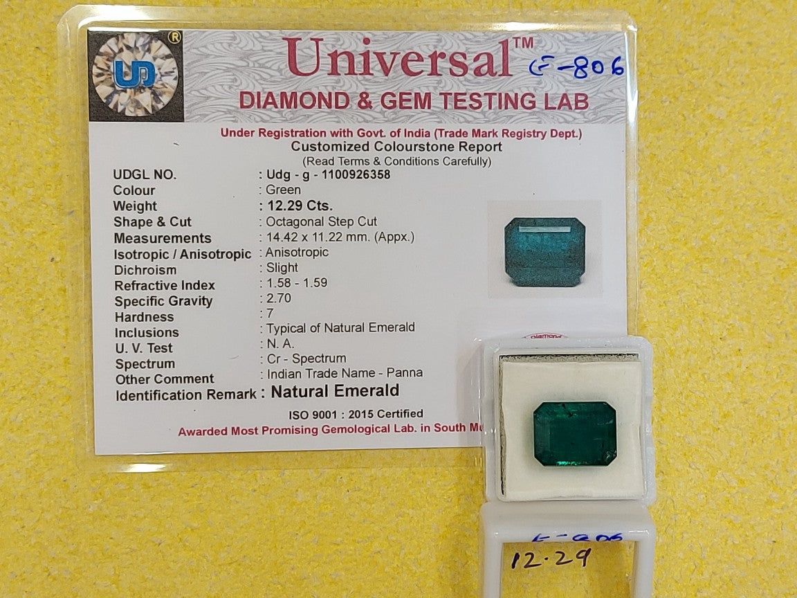 12.29 Carat Natural Emerald Stone