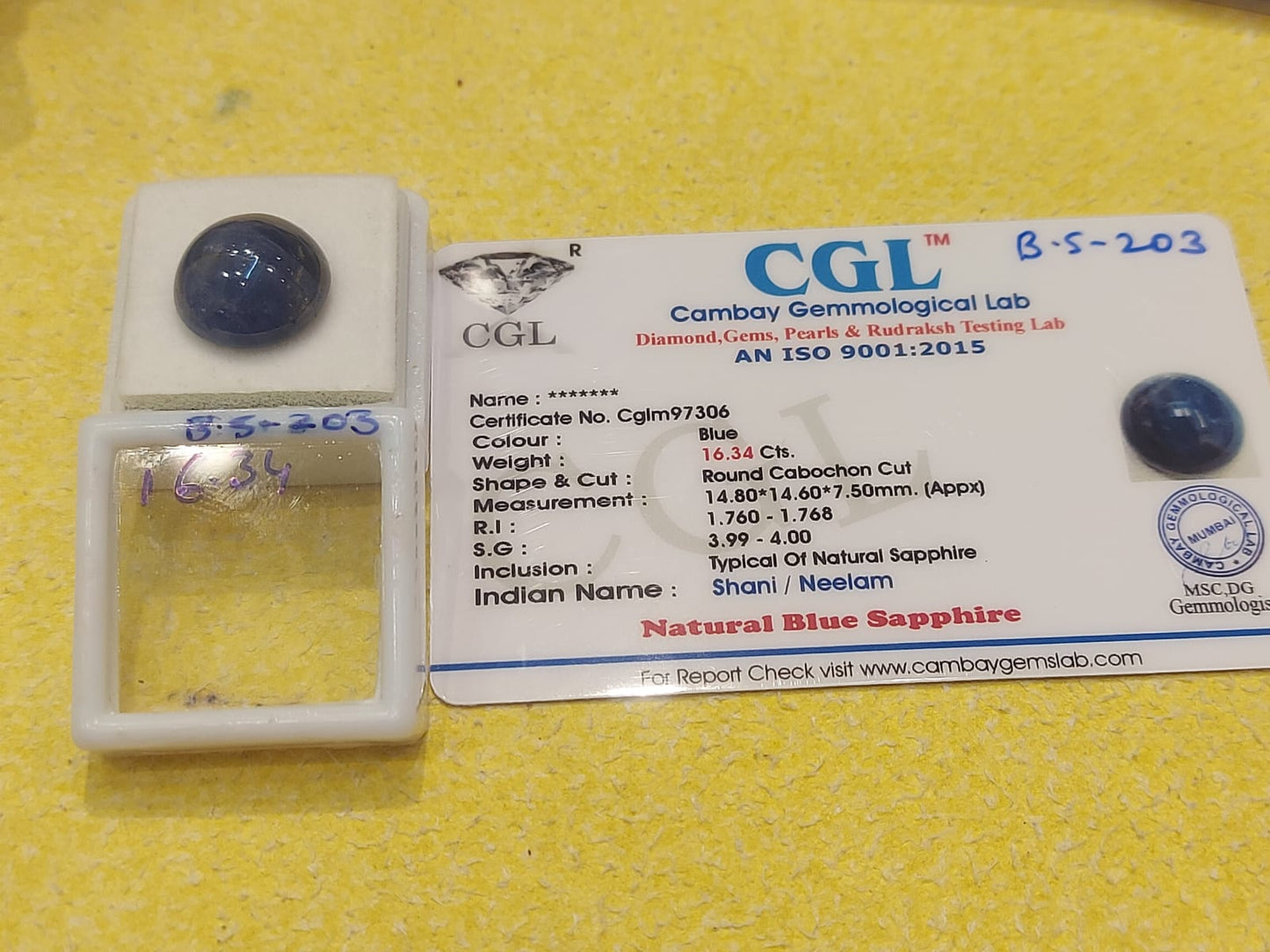 16.34 Carat Natural Blue Sapphire Stone
