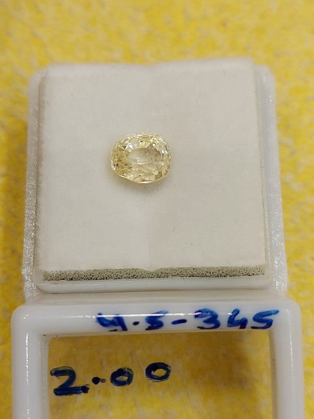 2.00 Carat Natural Yellow Sapphire Stone