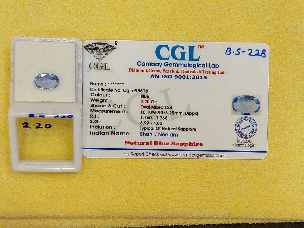 2.20 Carat Natural Blue Sapphire Stone