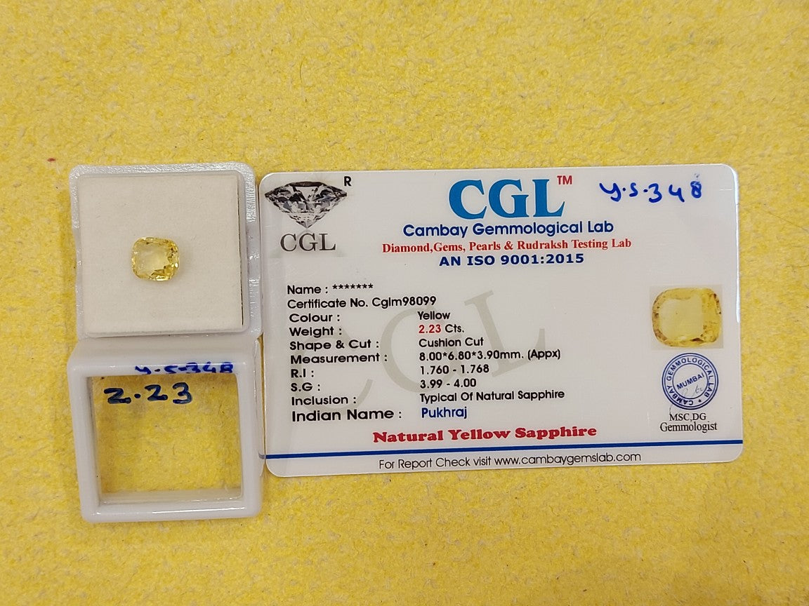 2.23 Carat Natural Yellow Sapphire Stone