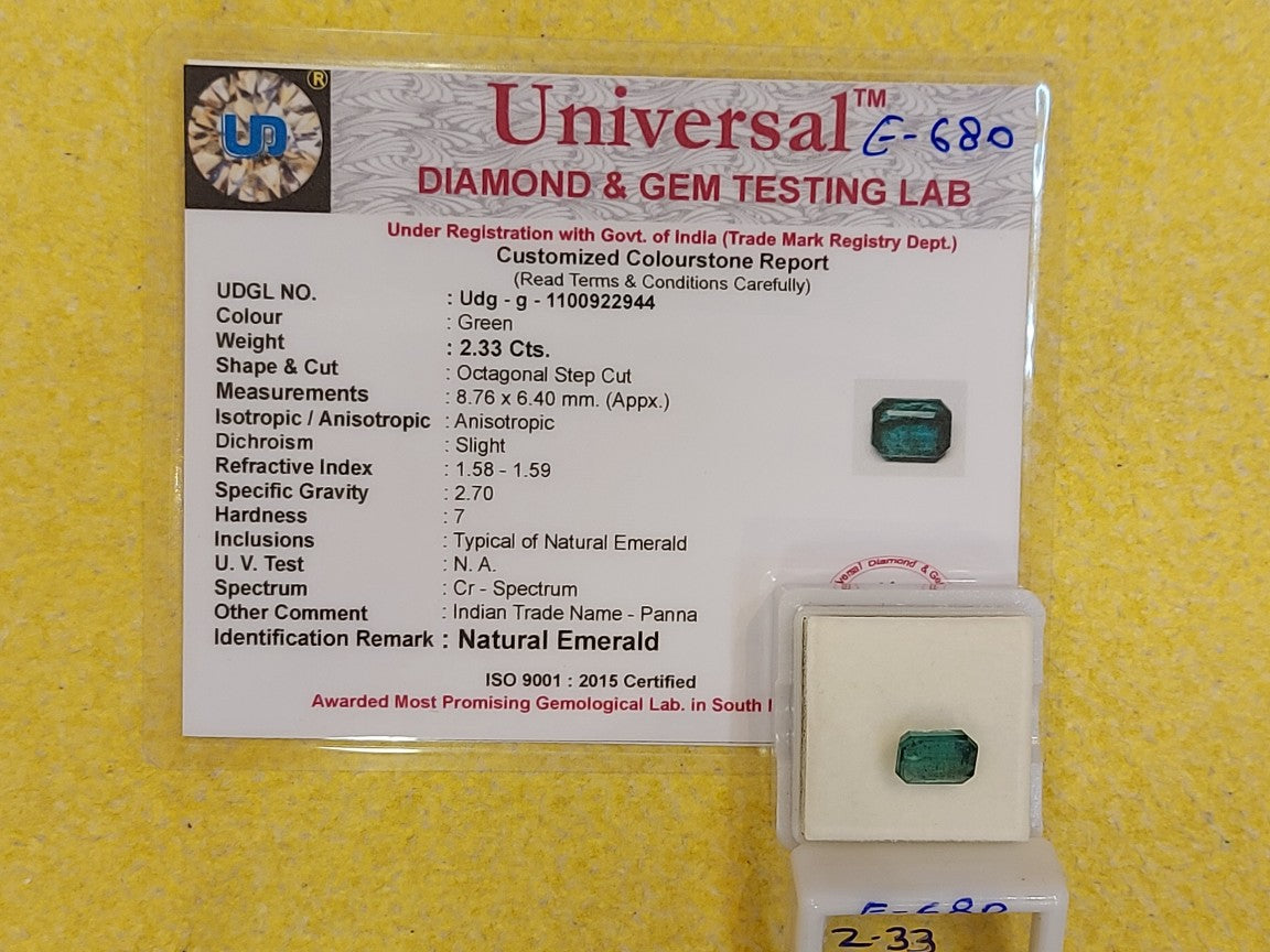 2.33 Carat Natural Emerald Stone