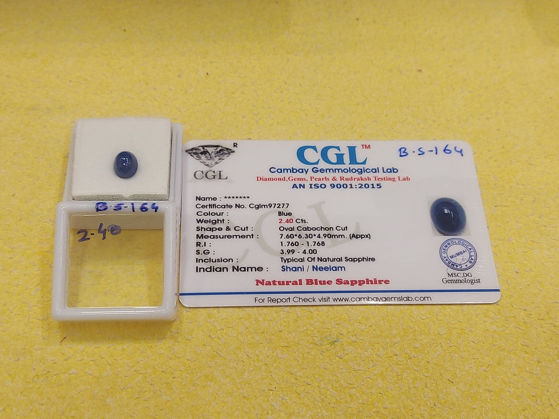 2.40 Carat Natural Blue Sapphire Stone