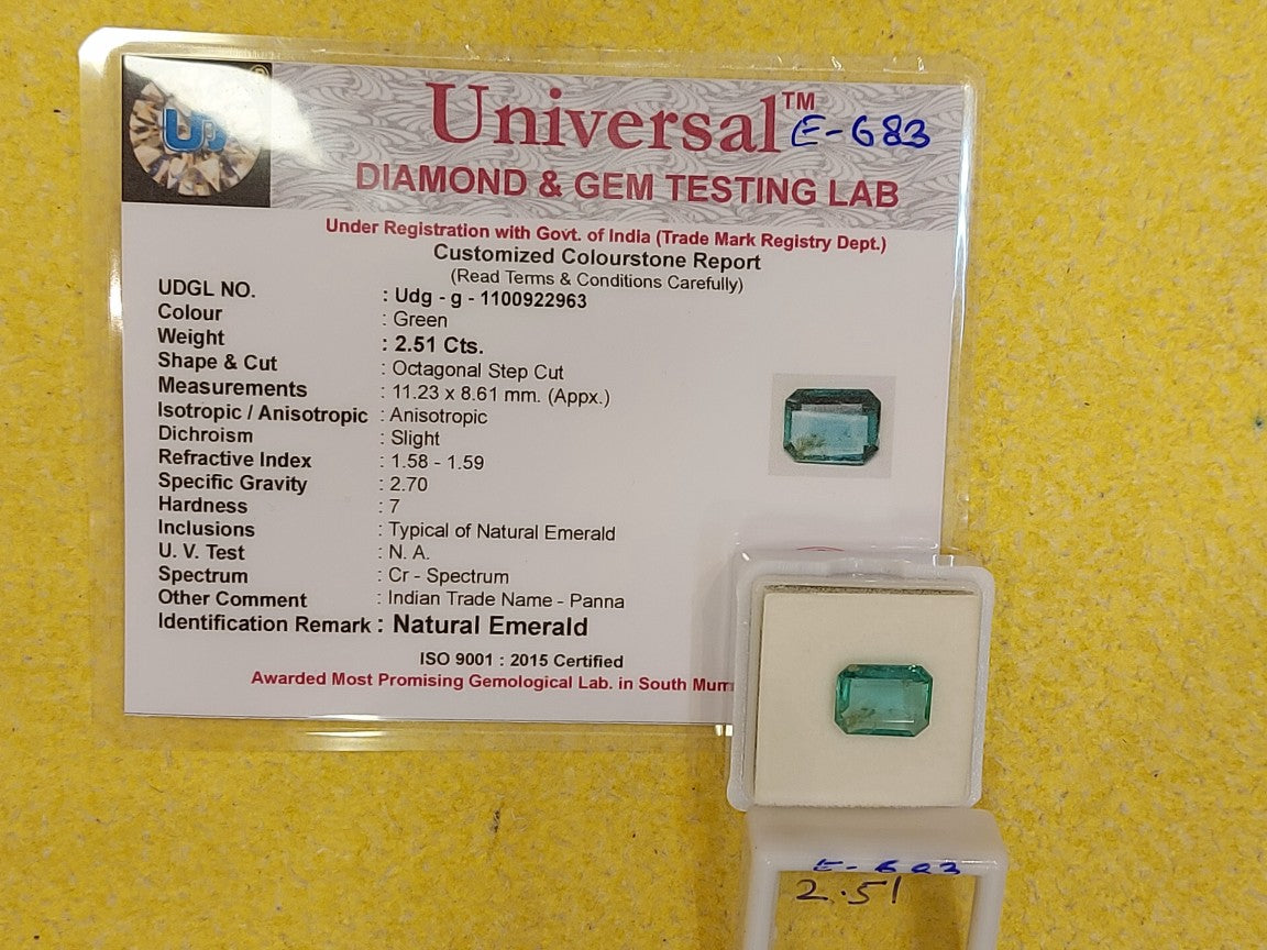 2.51 Carat Natural Emerald Stone