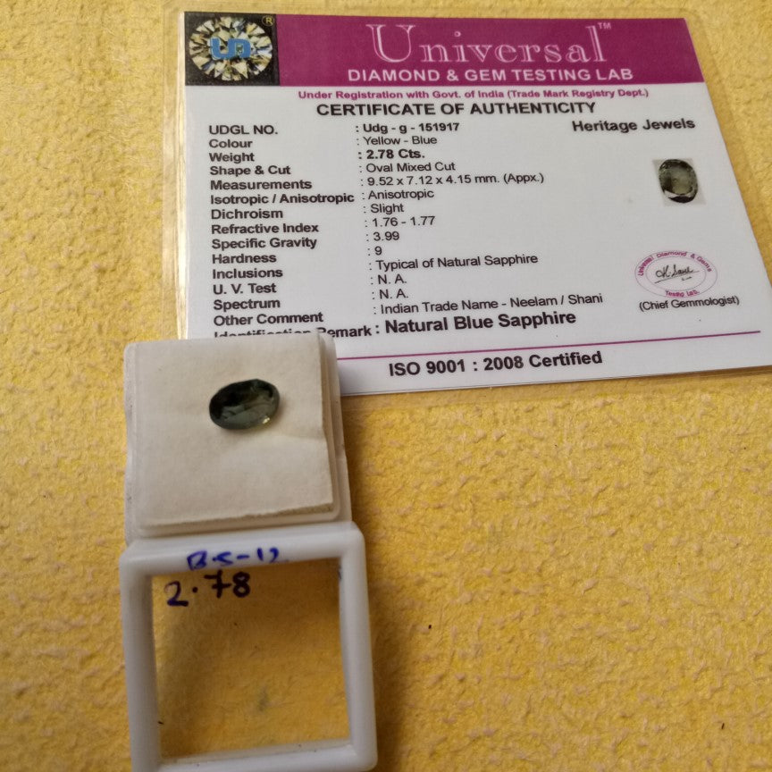 2.78 Carat Natural Blue Sapphire Stone
