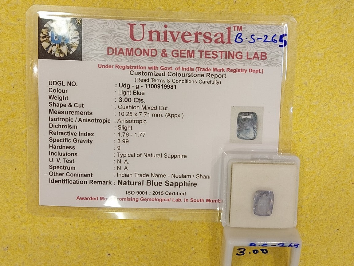 3.00 Carat Natural Blue Sapphire Stone