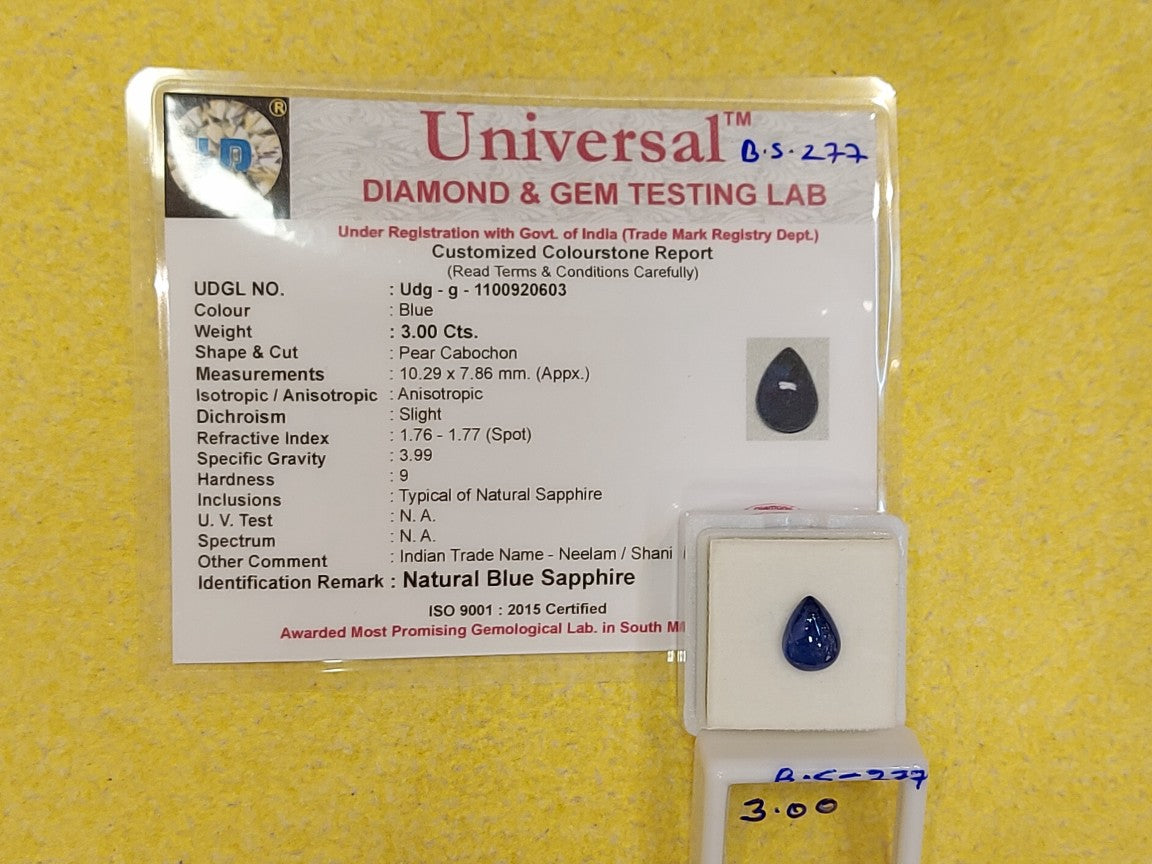 3.00 Carat Natural Blue Sapphire