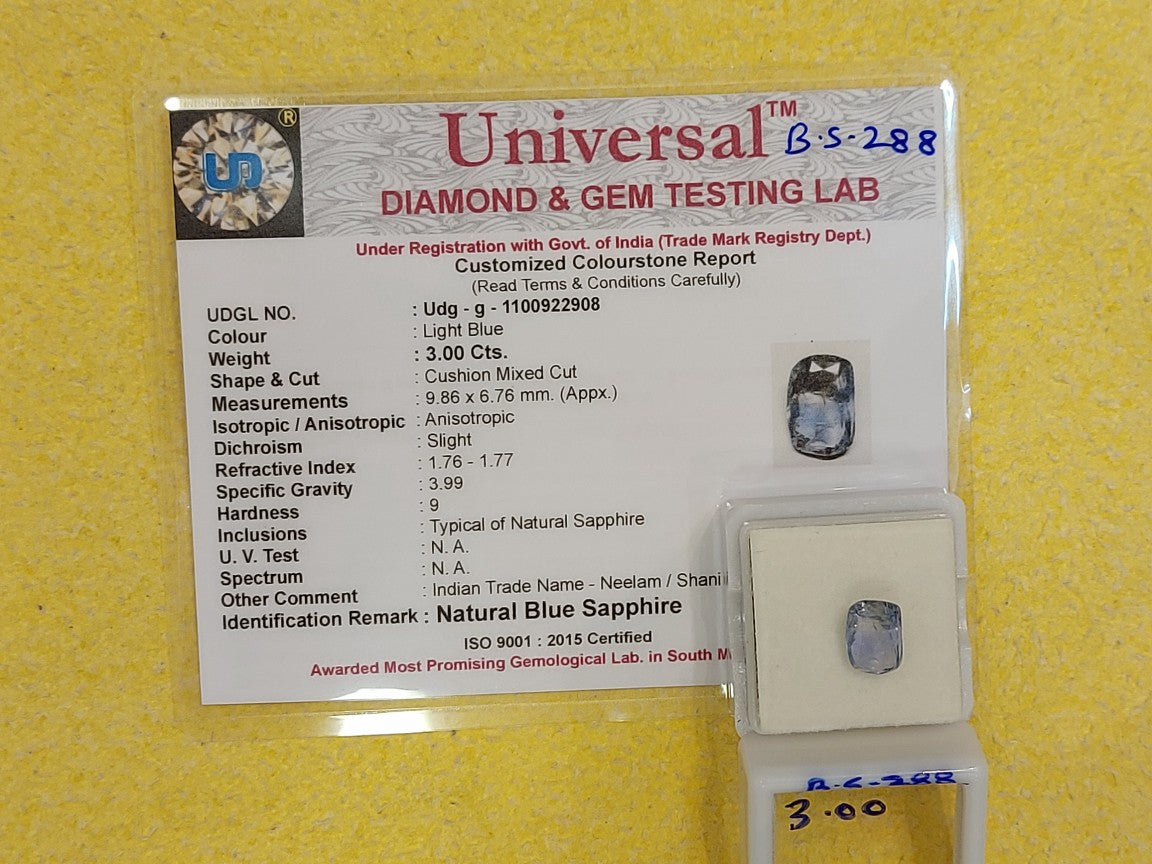 3.00 Carat Natural blue Sapphire Stone