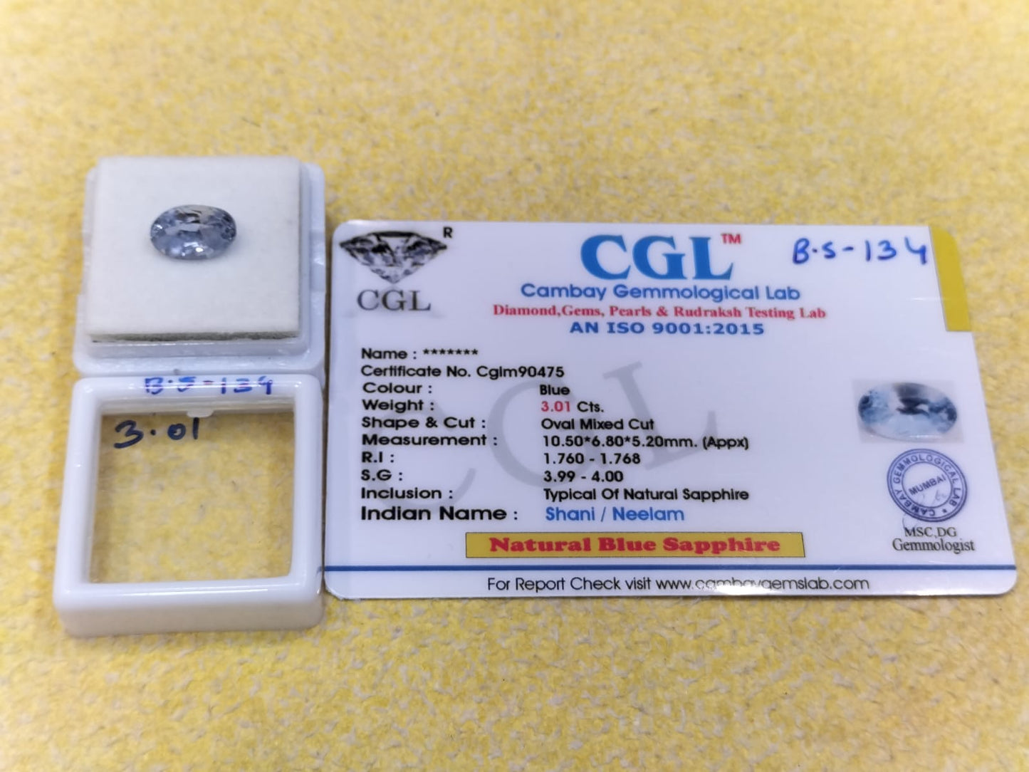 3.01 Carat Natural Blue Sapphire Stone