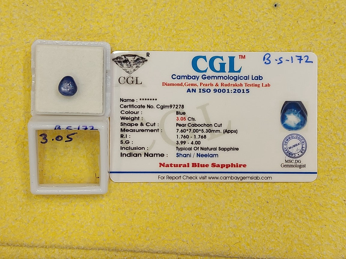 3.05 Carat Natural Blue Sapphire