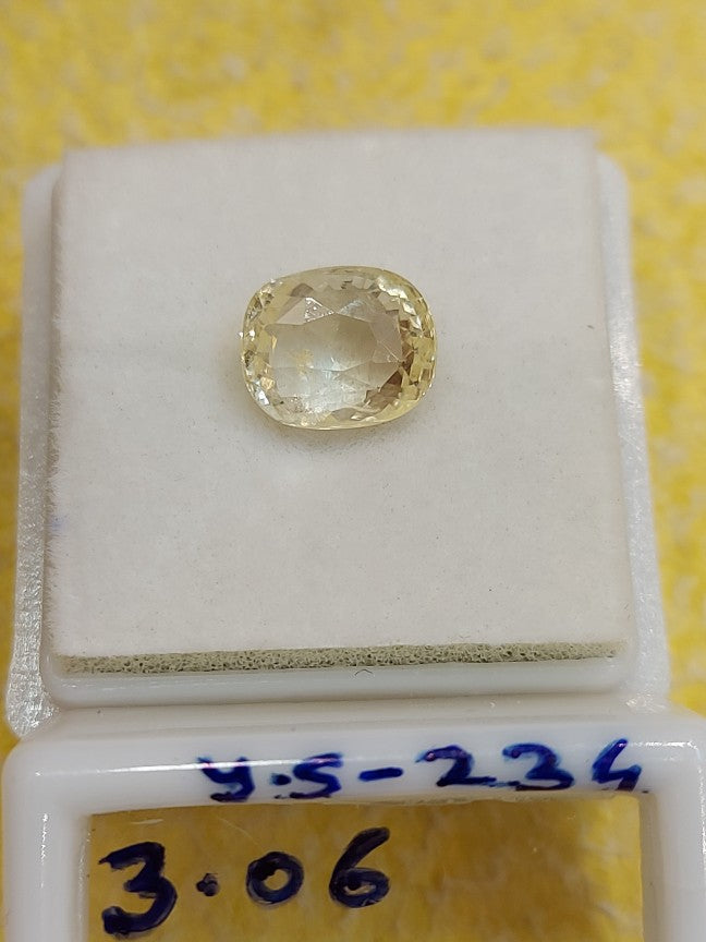 3.06 Y.S-234 Carat Natural Yellow Sapphire Stone