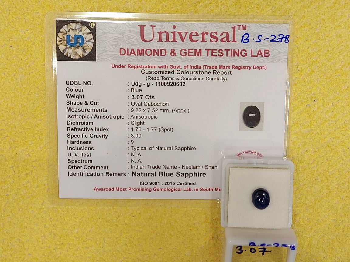 3.07 Carat Natural Blue Sapphire stone