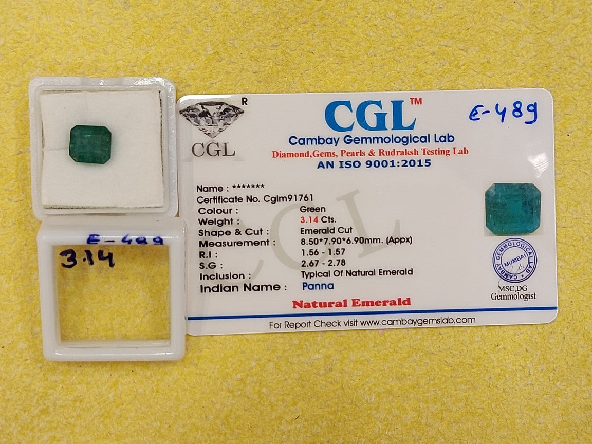 3.14 Carat Natural Emerald Stone