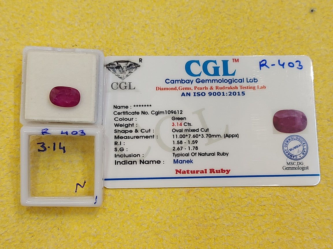 3.14 Carat Natural Unheated untreated Ruby