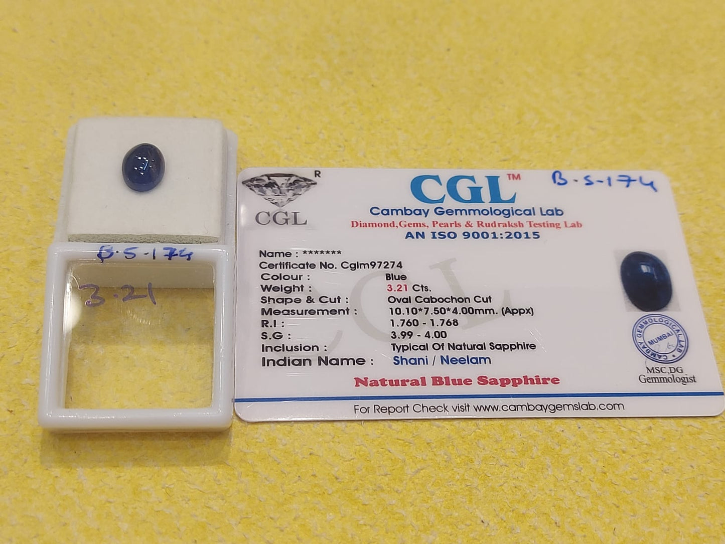 3.21 Carat Natural Blue Sapphire Stone