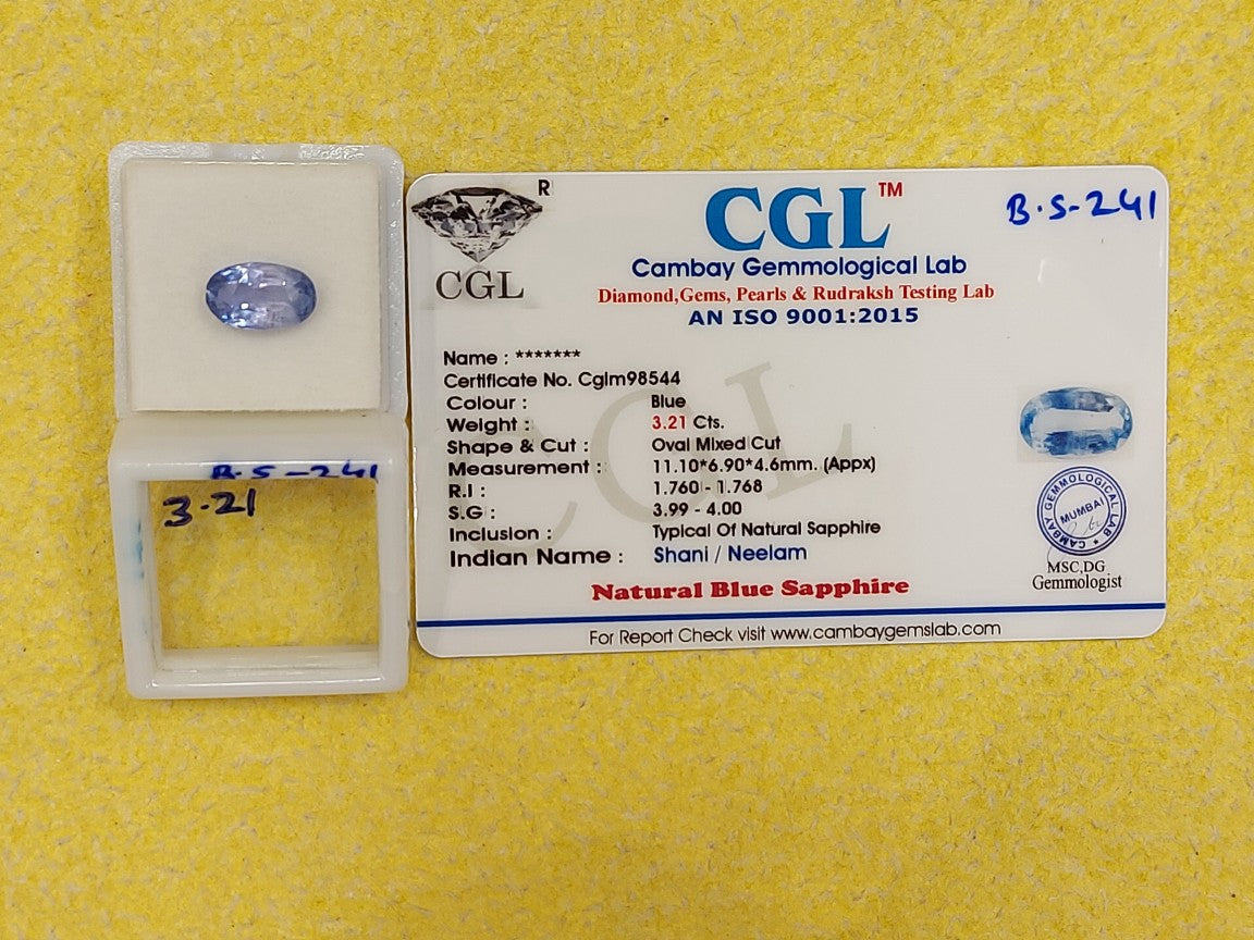 3.21 Carat Natural Blue Sapphire Stone