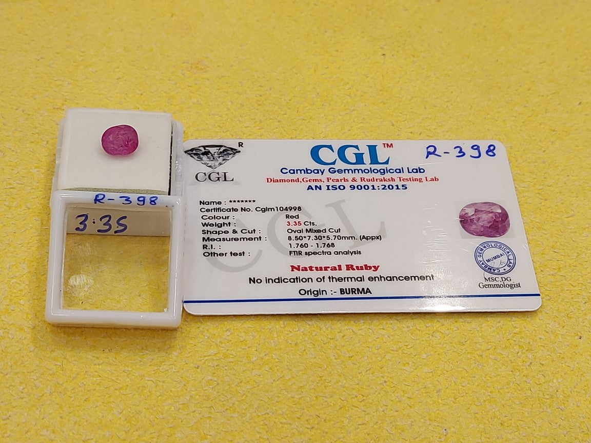 3.35 Carat Natural Old Ruby