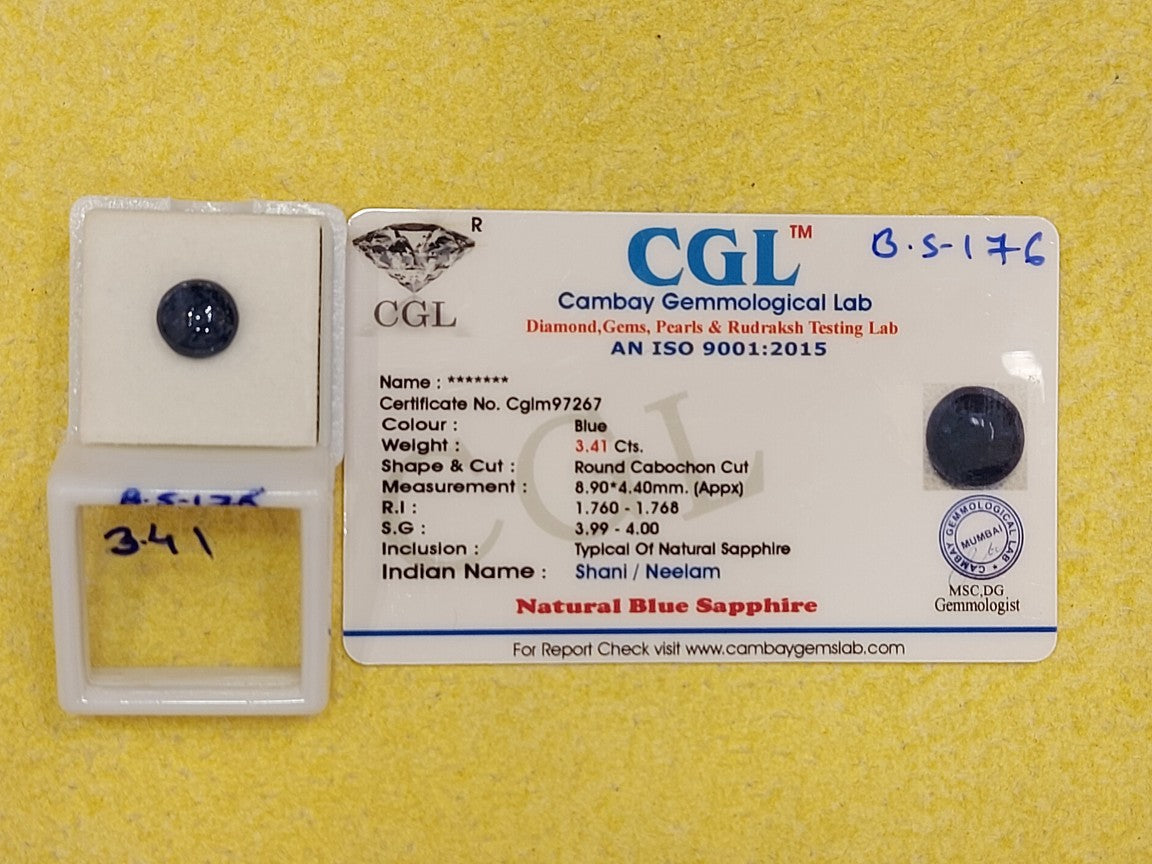 3.41 Carat Natural Blue Sapphire Stone