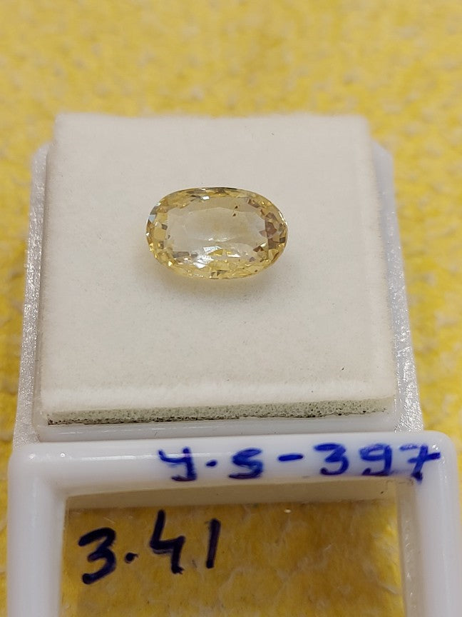 3.41 Carat Natural Yellow Sapphire Stone