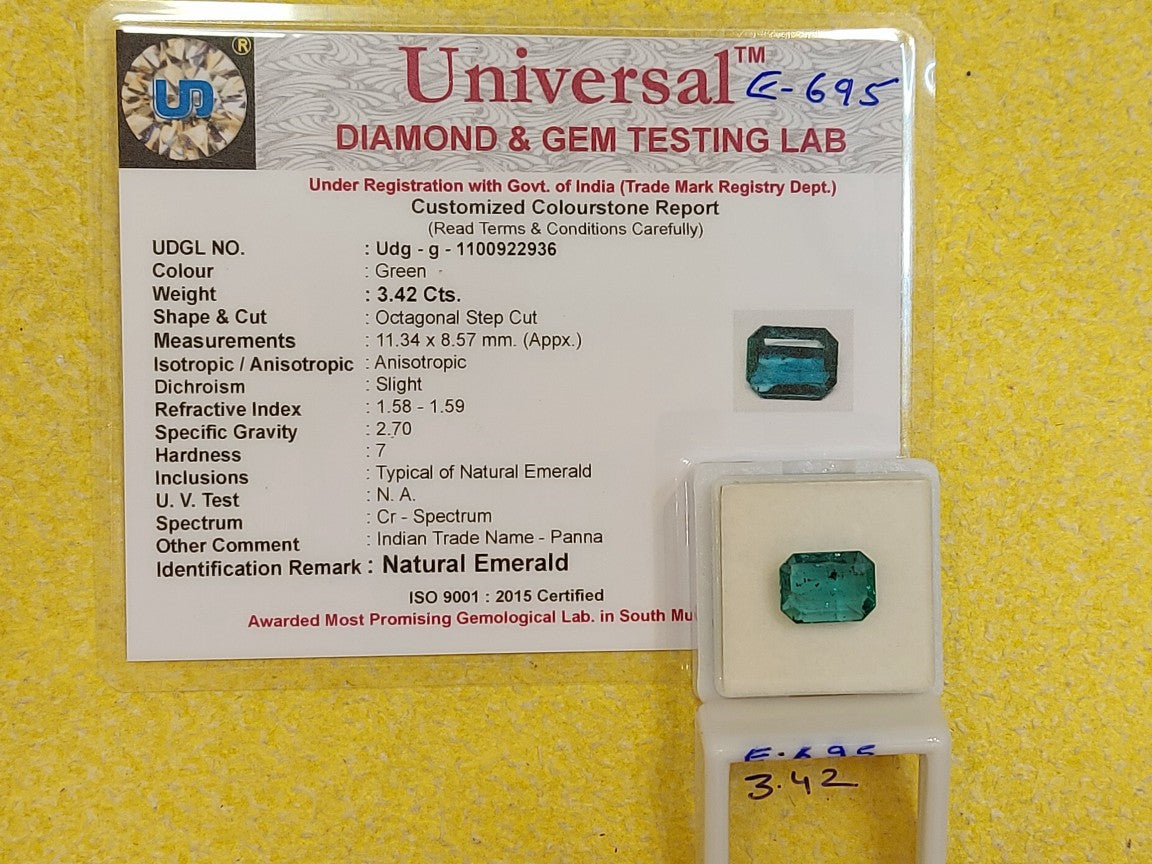 3.42 Carat Natural Emerald Stone
