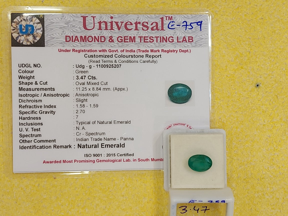 3.47 Carat Natural Emerald Stone