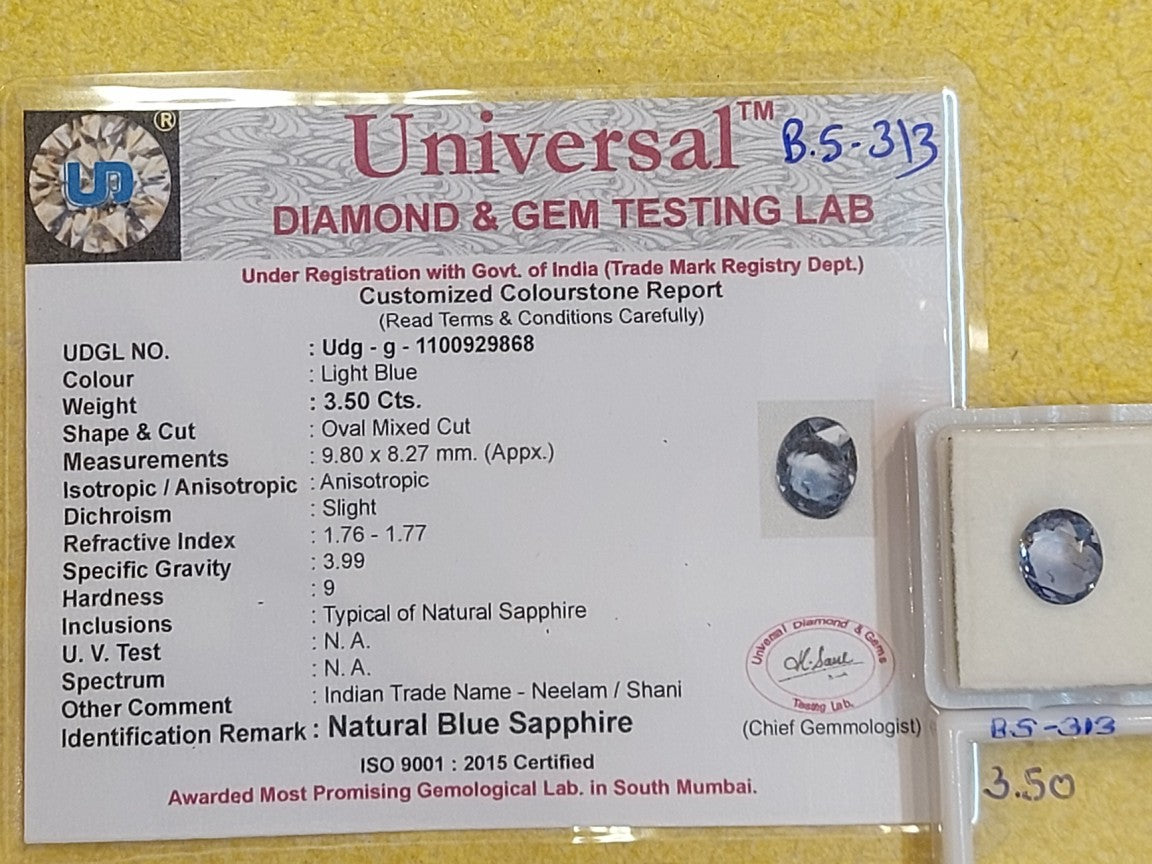3.50 Carat Natural Blue Sapphire Stone