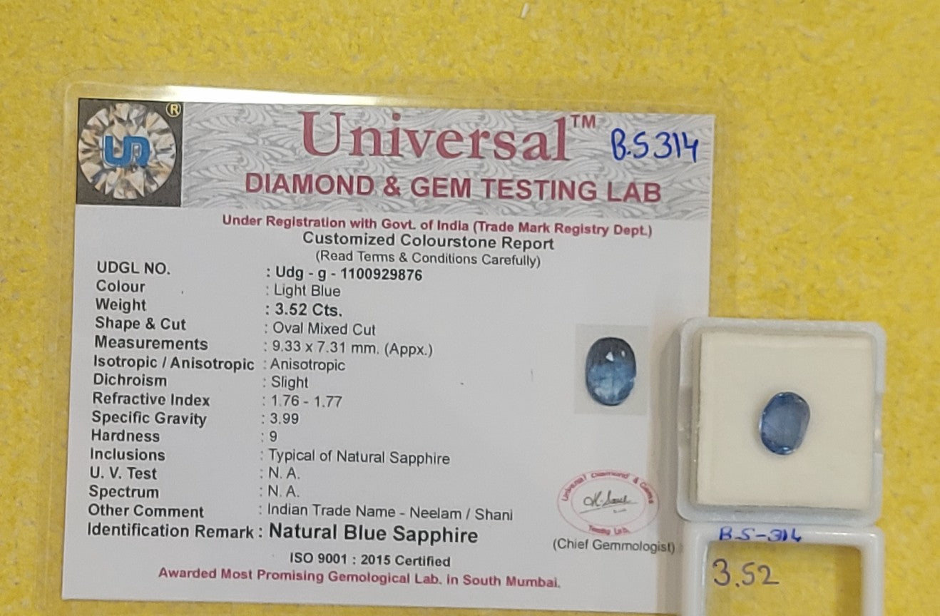 3.52 Carat Natural Blue Sapphire Stone