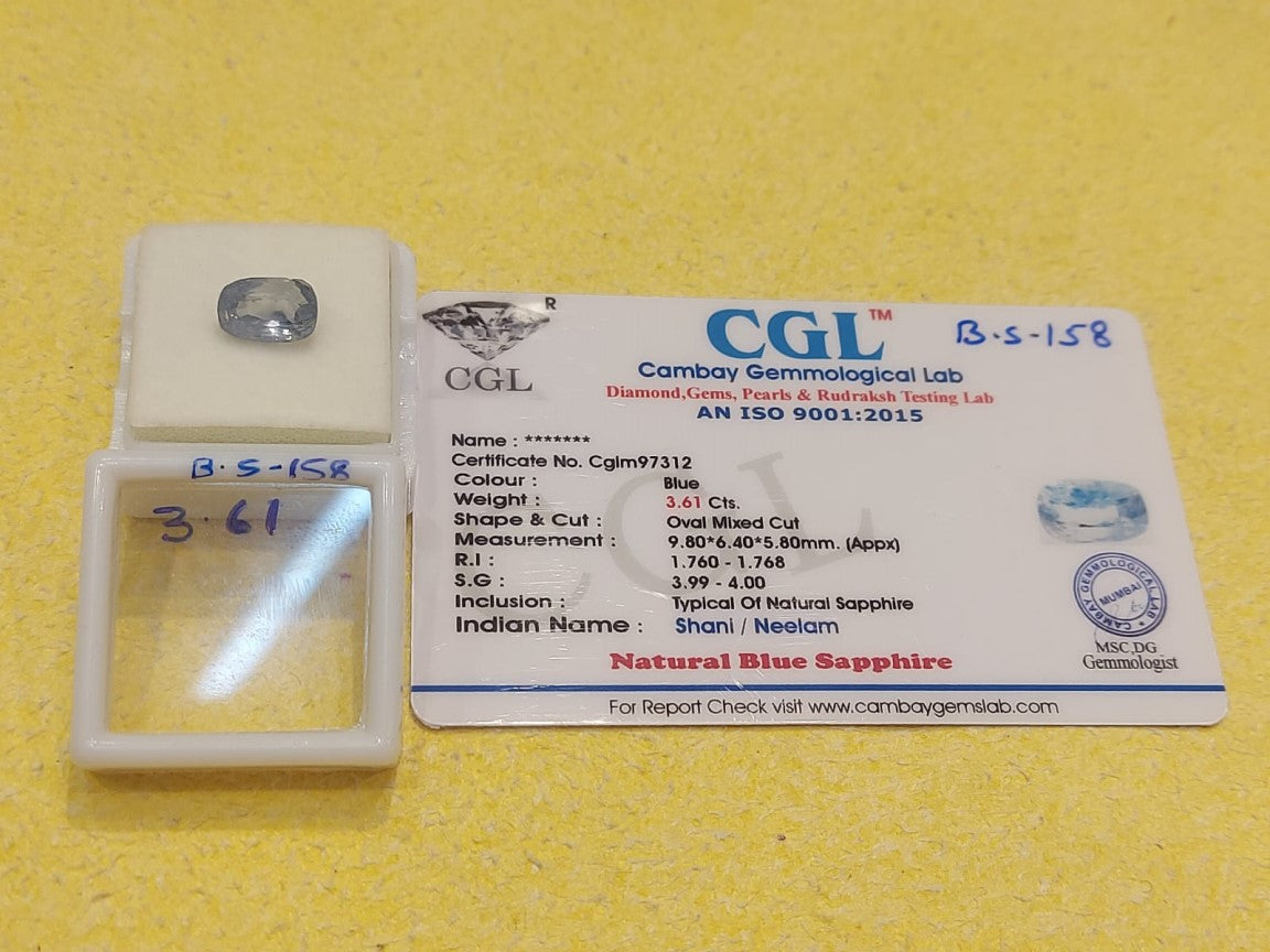 3.61 Carat Natural Blue Sapphire Stone