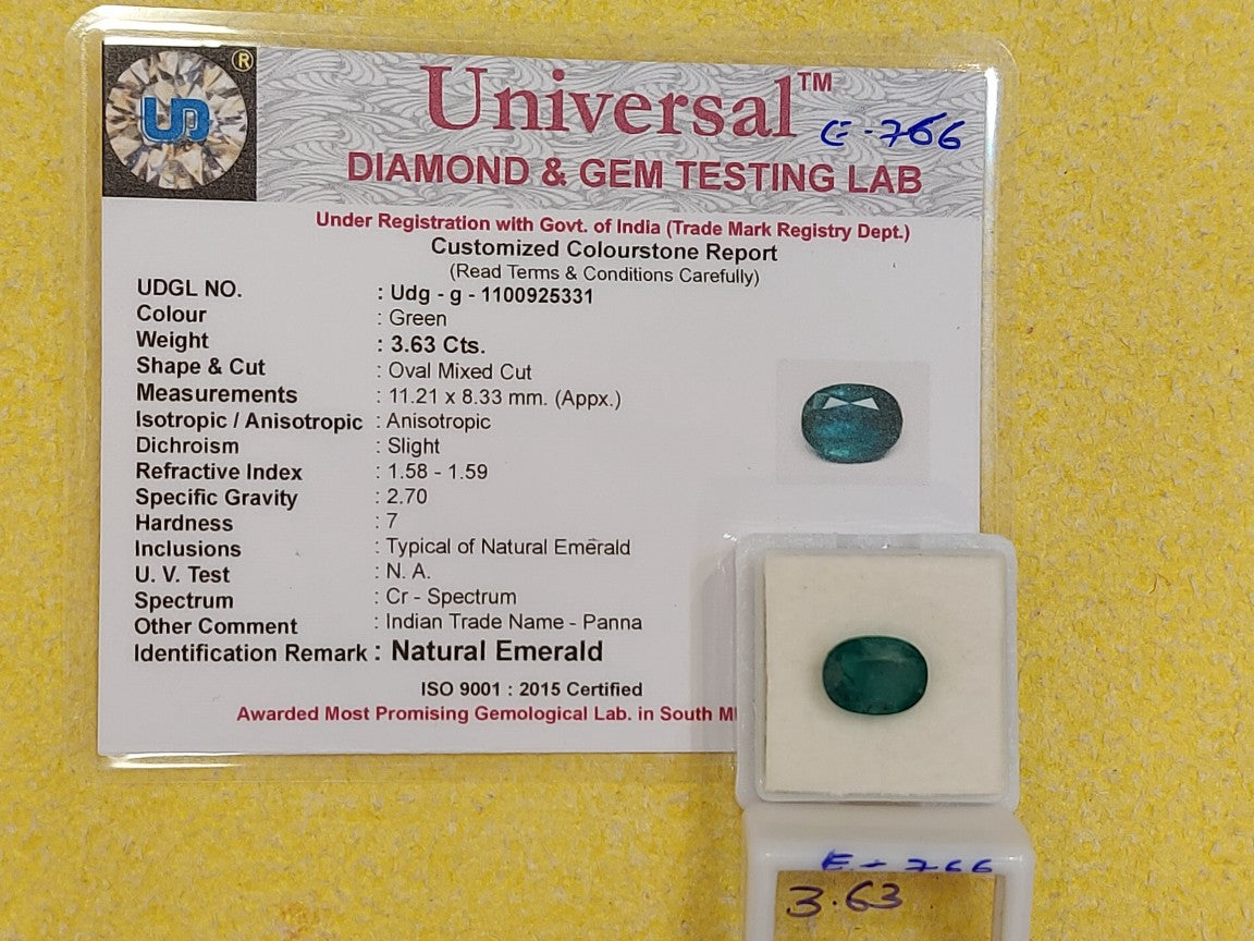 3.63 Carat Natural Emerald Stone