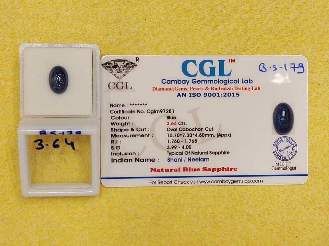 3.64 Carat Natural Blue Sapphire Stone
