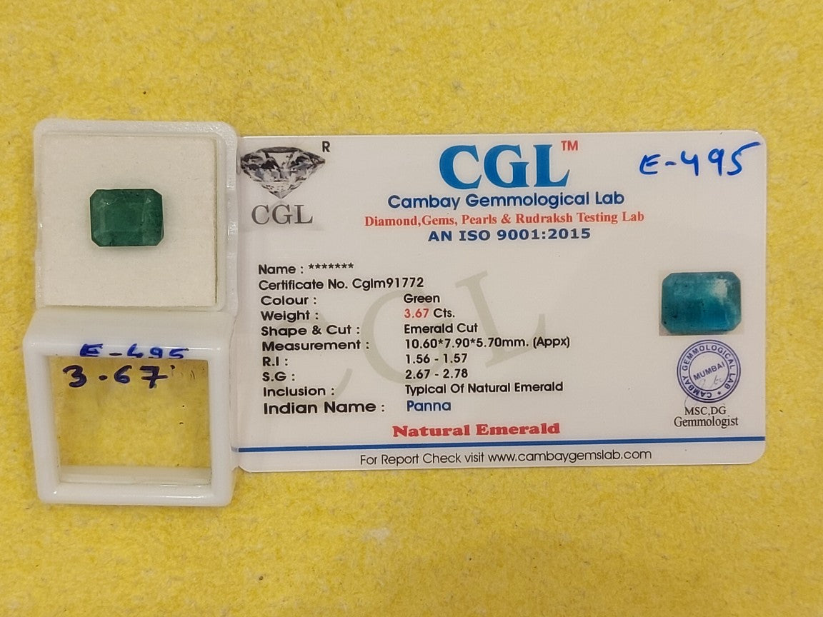 3.67 Carat Natural Emerald Stone