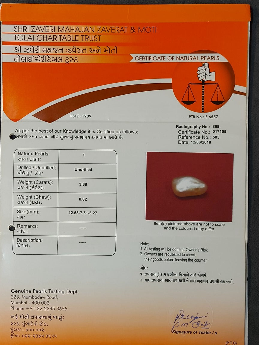 3.68 Carat Natural Basra Pearl