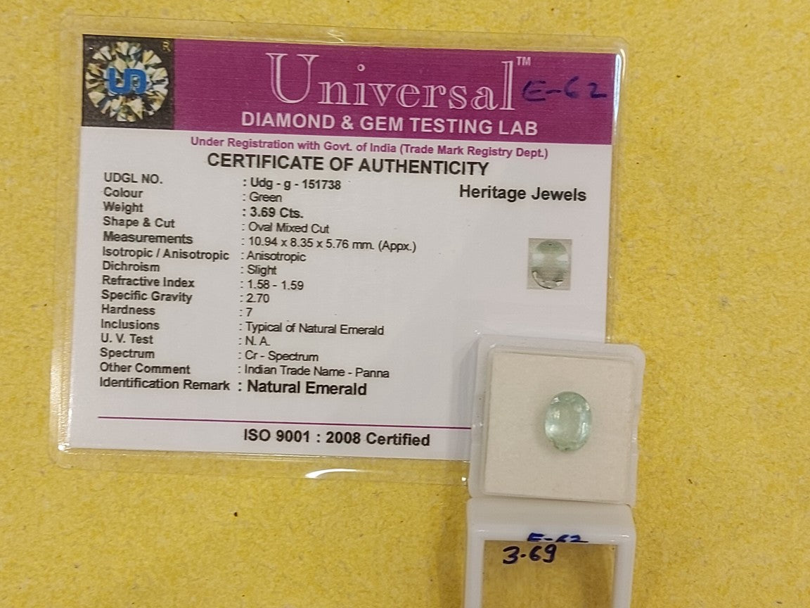 3.69 Carat Natural Emerald Stone