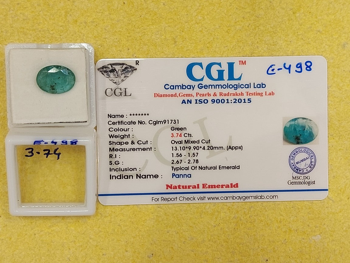 3.74 Carat Natural Emerald Stone