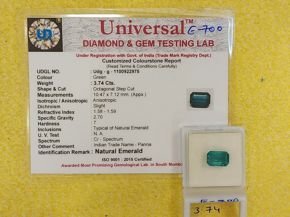 3.74 Carat Natural Emerald Stone