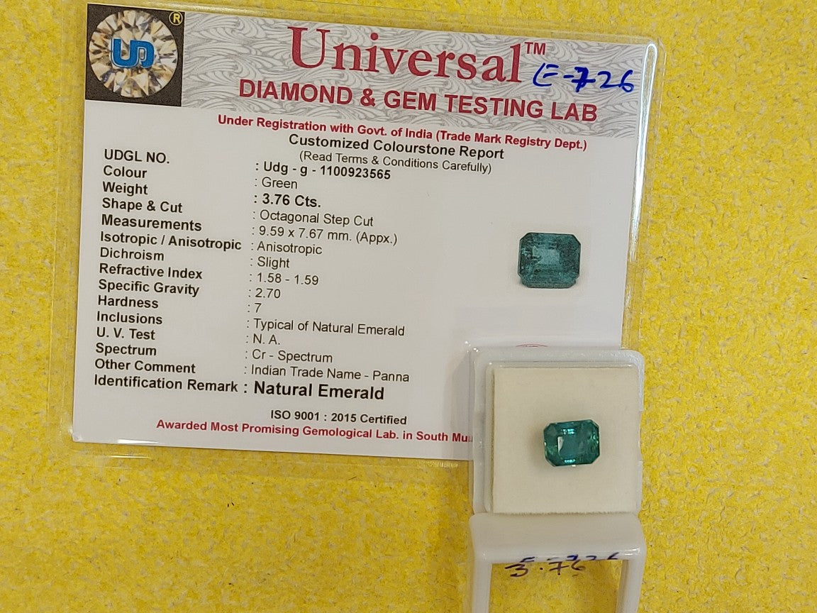 3.76 Carat Natural Emerald Stone
