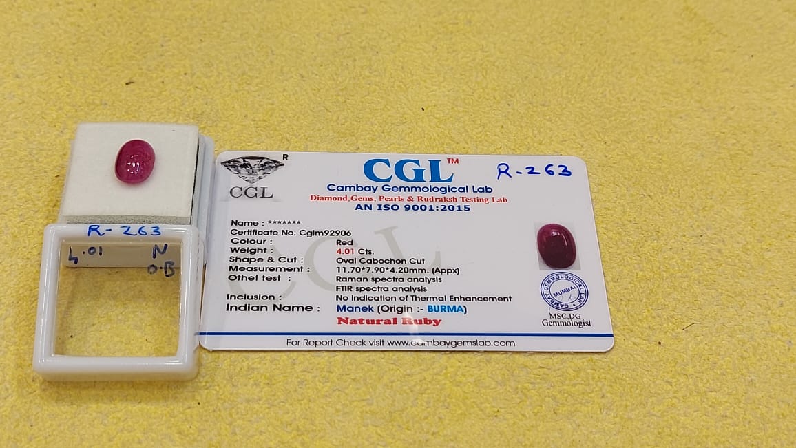4.01 Carat Natural Old Burma Ruby