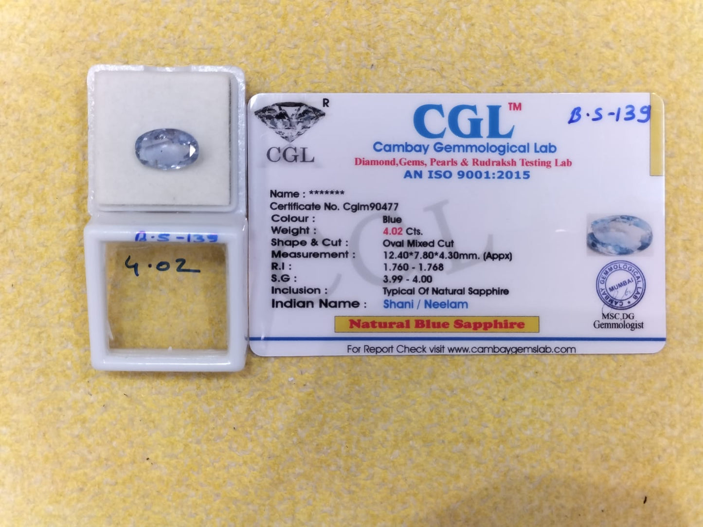 4.02 Carat Natural Blue Sapphire Stone