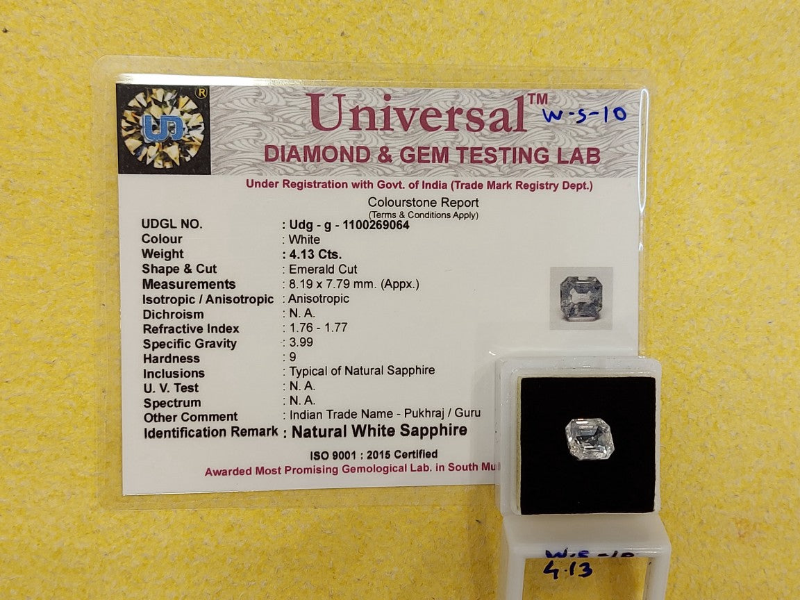 4.13 Carat Natural White Sapphire Stone
