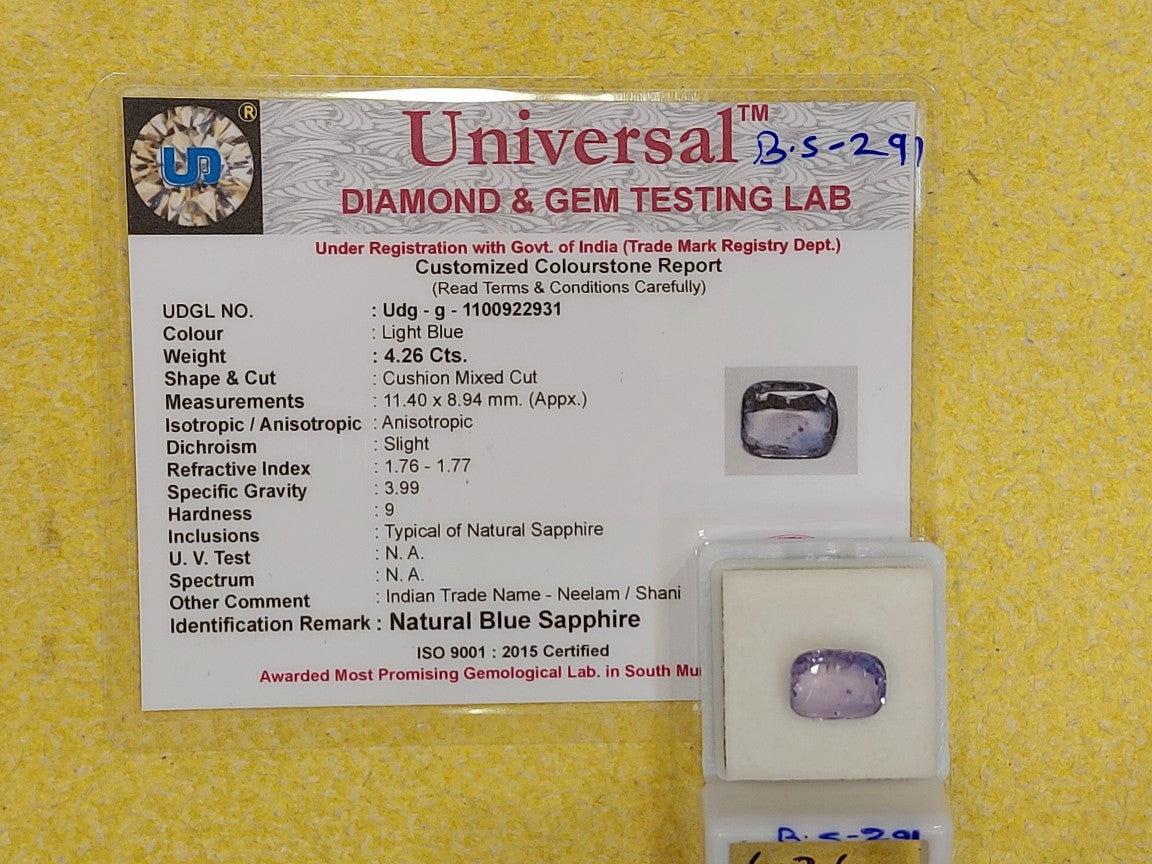 4.26 Carat Natural Blue Sapphire Stone